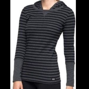 3/$20 Marc New York Ladies Hooded Thermal Pullover Long Sleeve Med Black/Gray